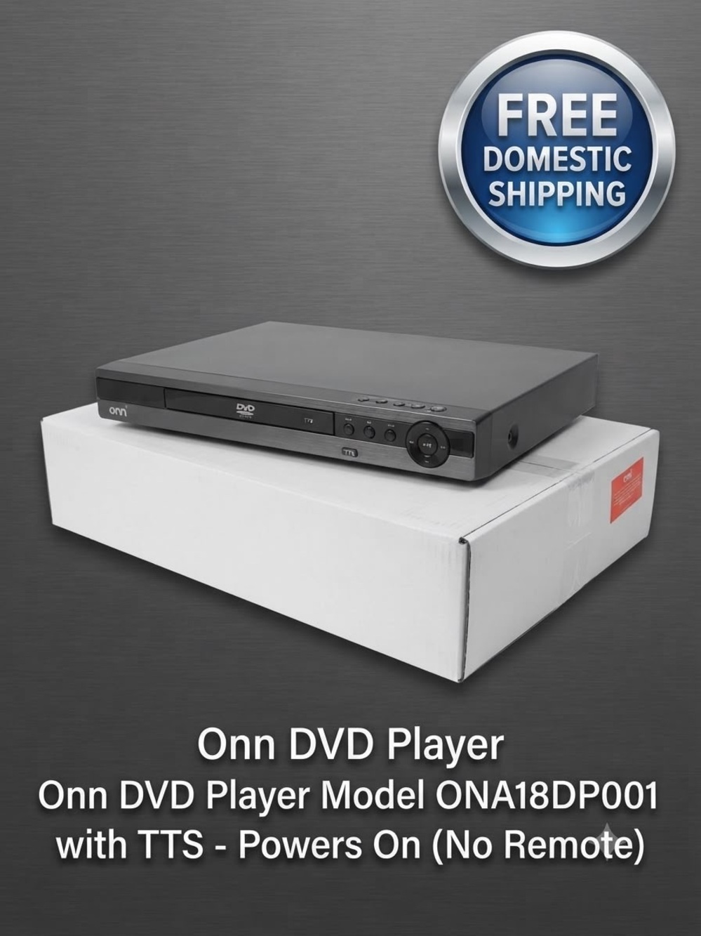 Onn DVD Player Model ONA18DP001 with TTS Black Compact Media Player